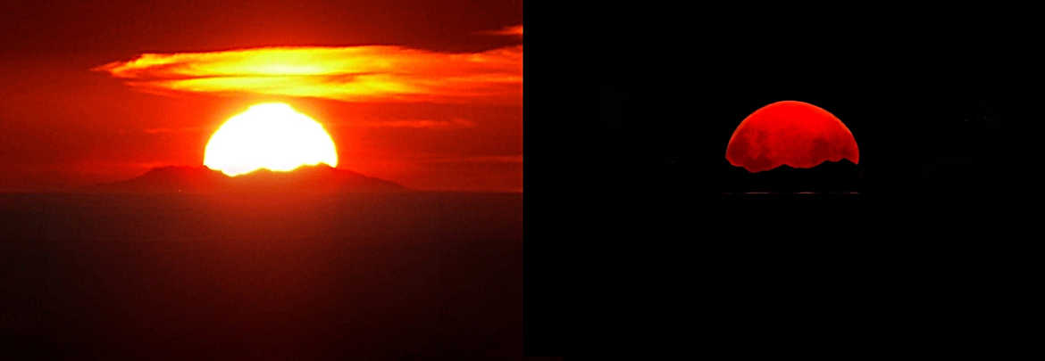 Coucher de Soleil et Lune sur le Canigou depuis le Sambuc