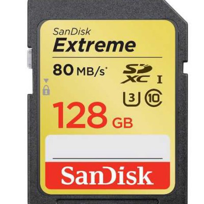 Carte mémoire SDXC SanDisk Extreme 128 Go, Classe 10 UHS-I U3 @ Amazon flash