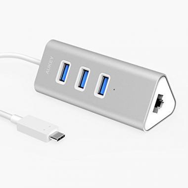 AUKEY Hub USB C vers USB 3.0 * 3 ports + 1 port de Ethernet @ Amazon.fr