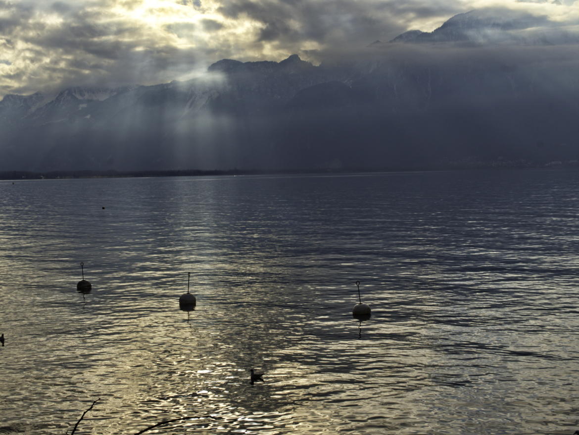 rayons de soleil sur le lac Léman