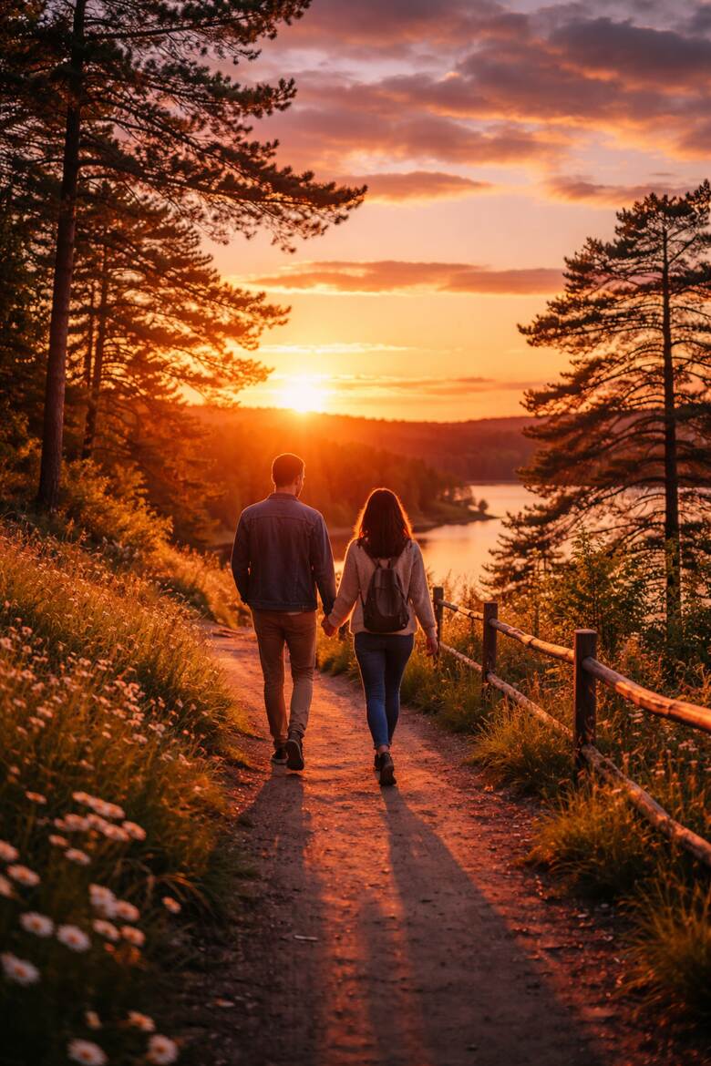 Ballade sous un couché de soleil