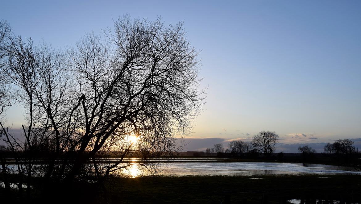 coucher de soleil dans les marais