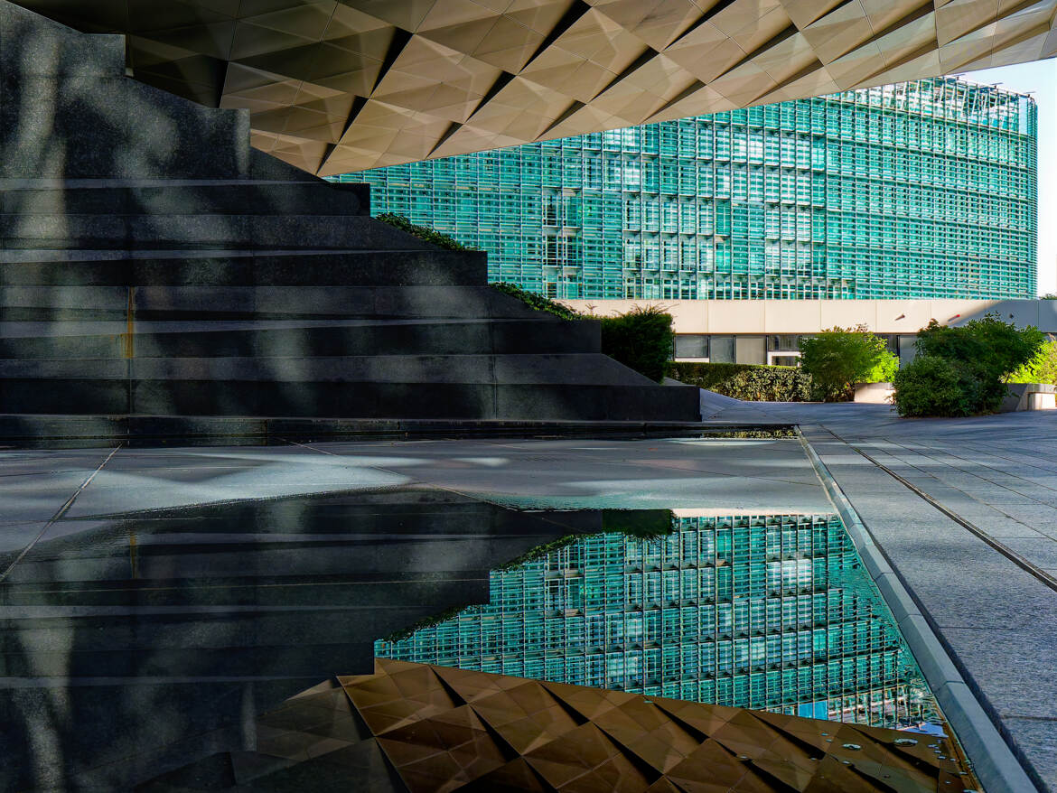 Reflets dans la cour