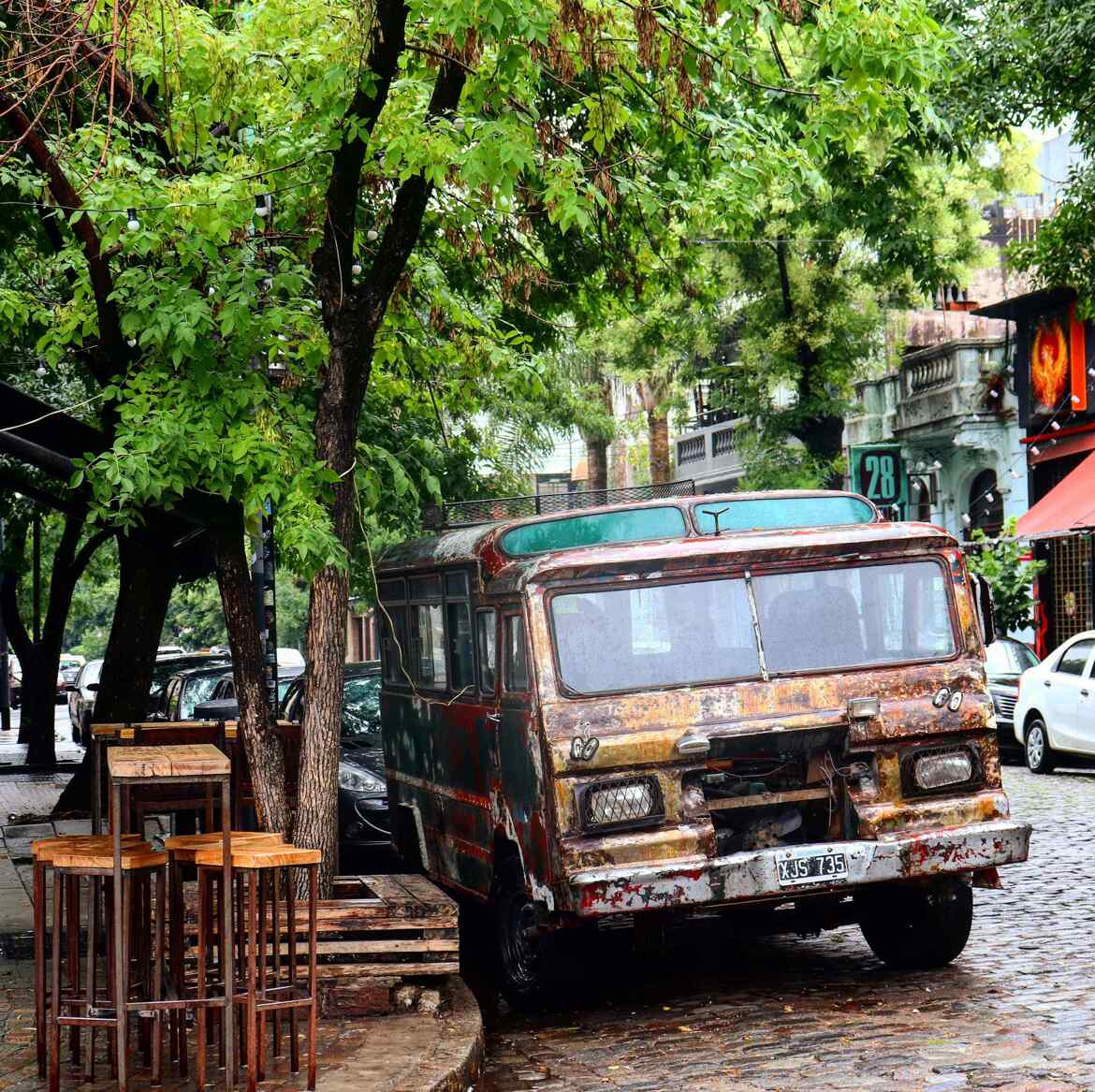Transport terminé bus abandonné