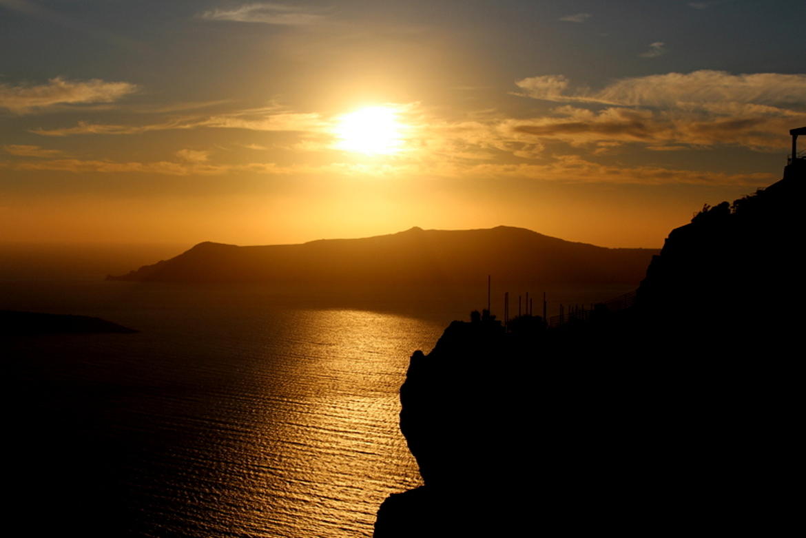 coucher de soleil sur Santorin