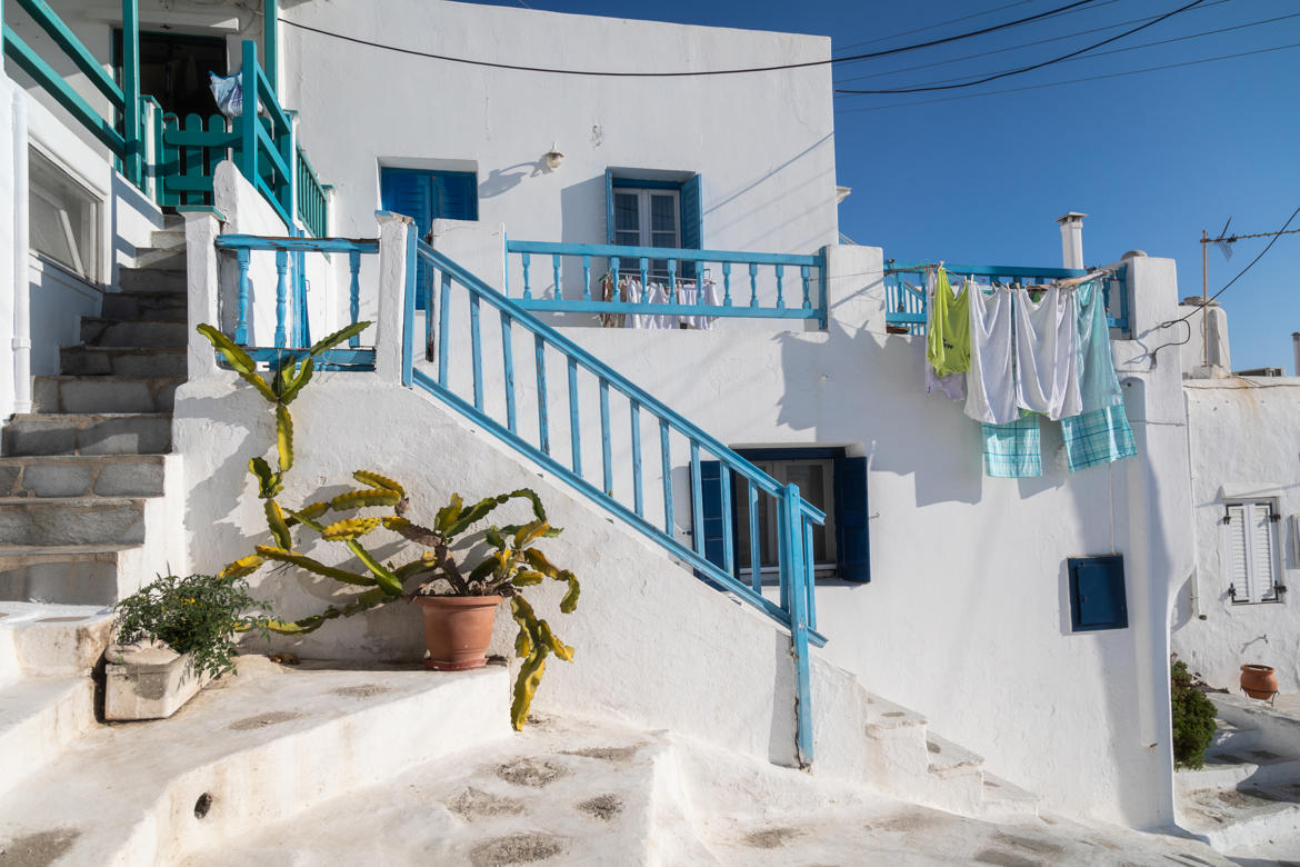 Mykonos, en haut des marches