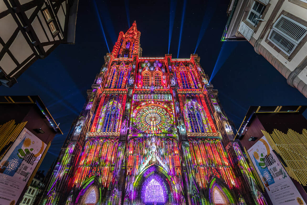 Les illumination d'été de la Cathédrale de Strasbourg
