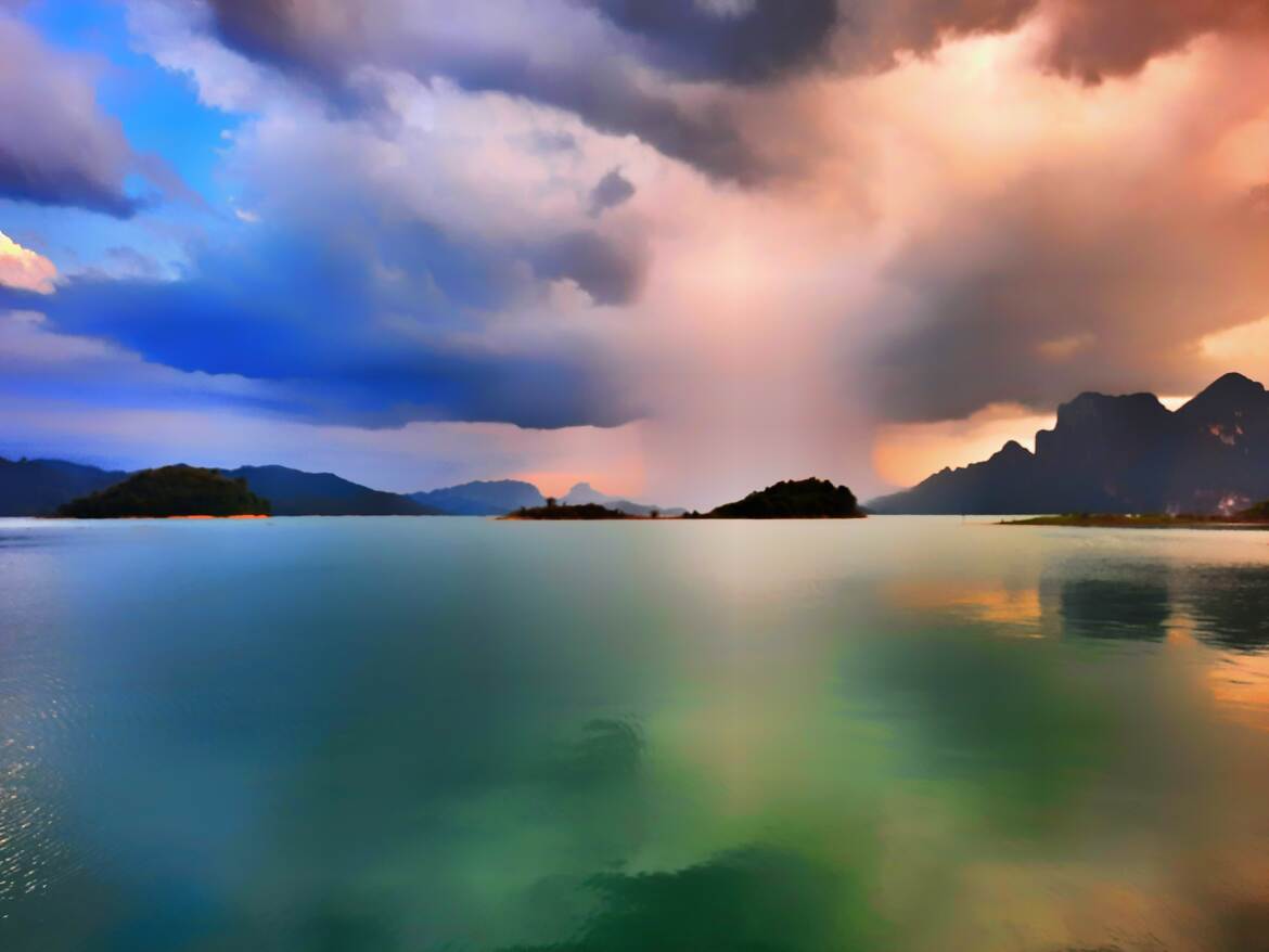 Pluie sur le lac