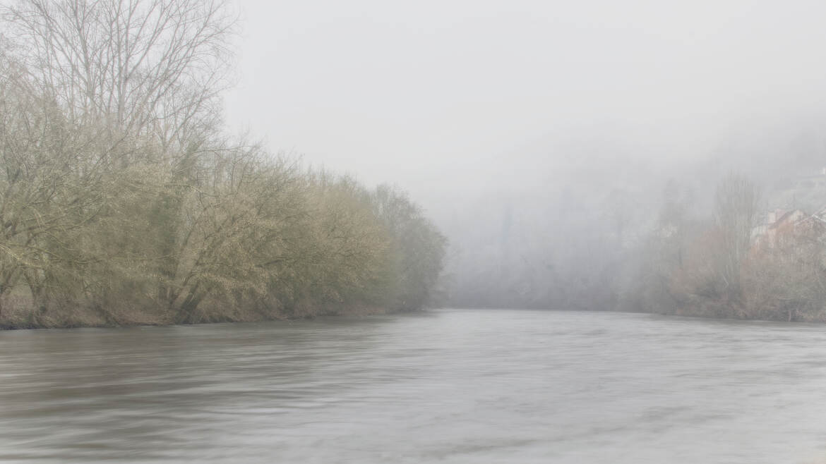 Le long de la rivière, j'erre et je songe