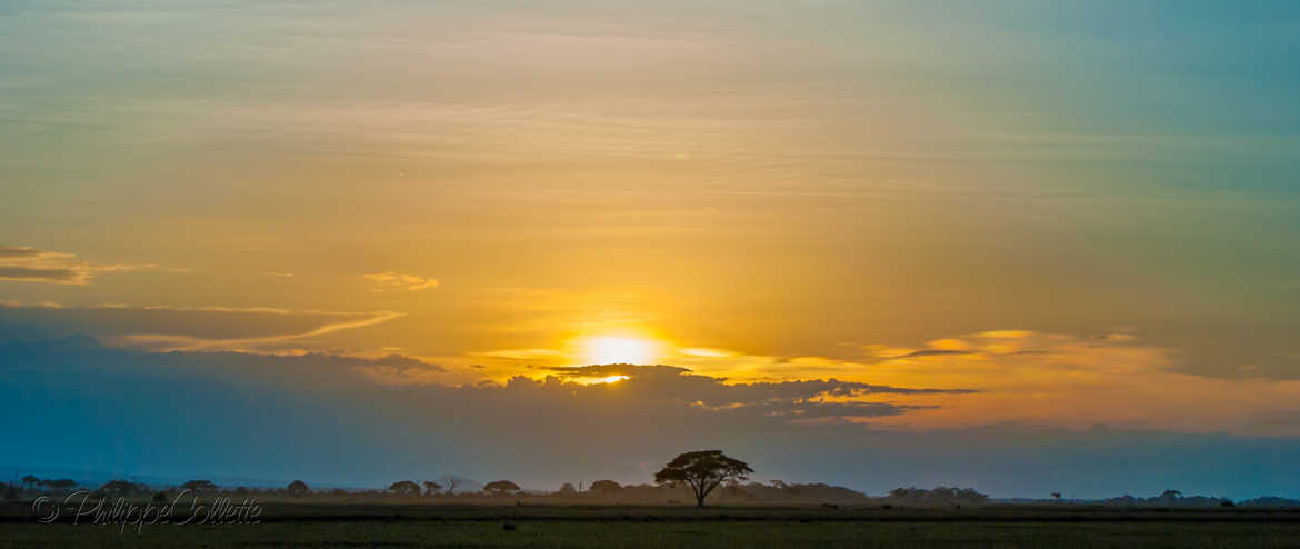 Coucher de soleil sur la plaine