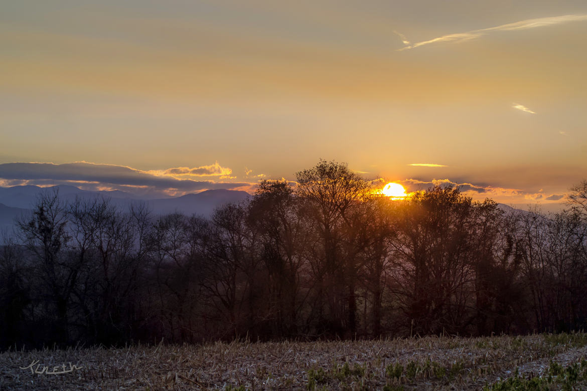 Coucher de soleil à Ogenne-Camptort (Béarn)