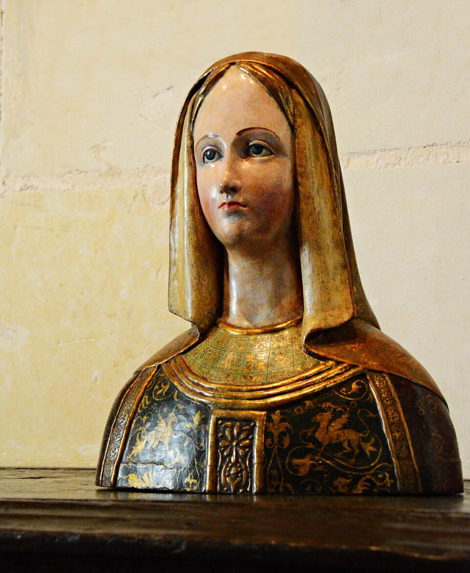 Buste polychrome doré