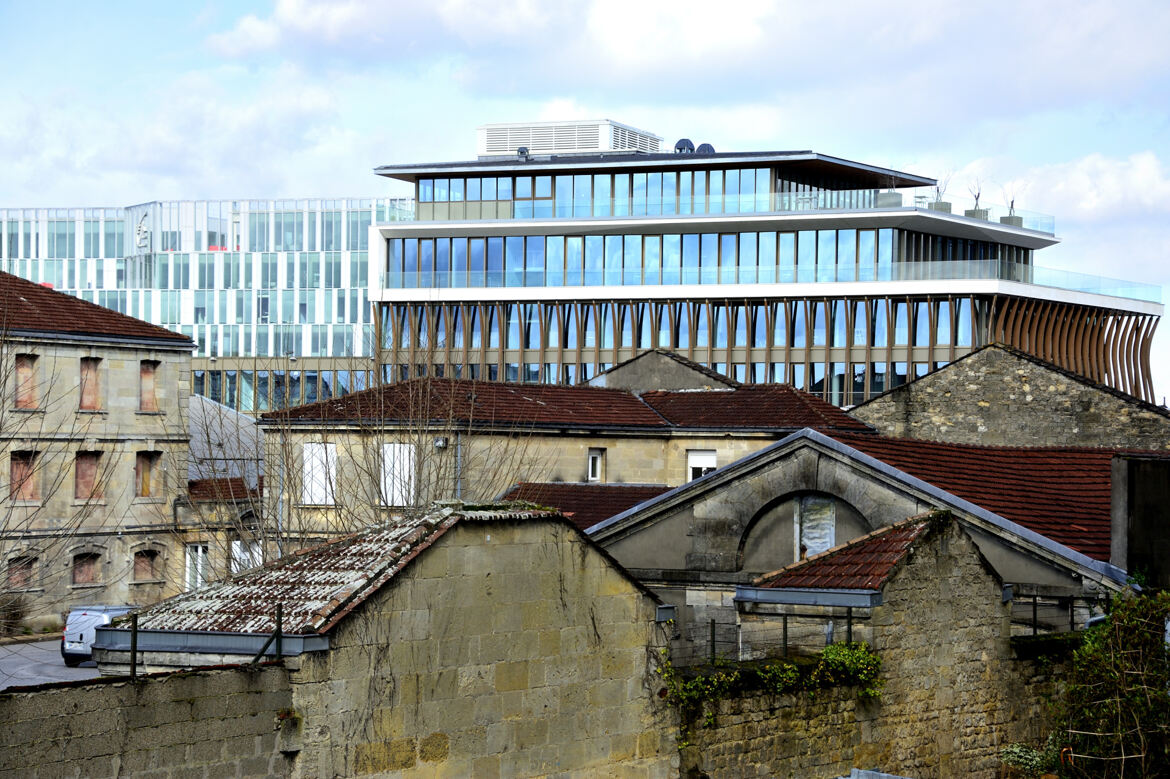 Roofs and blue building