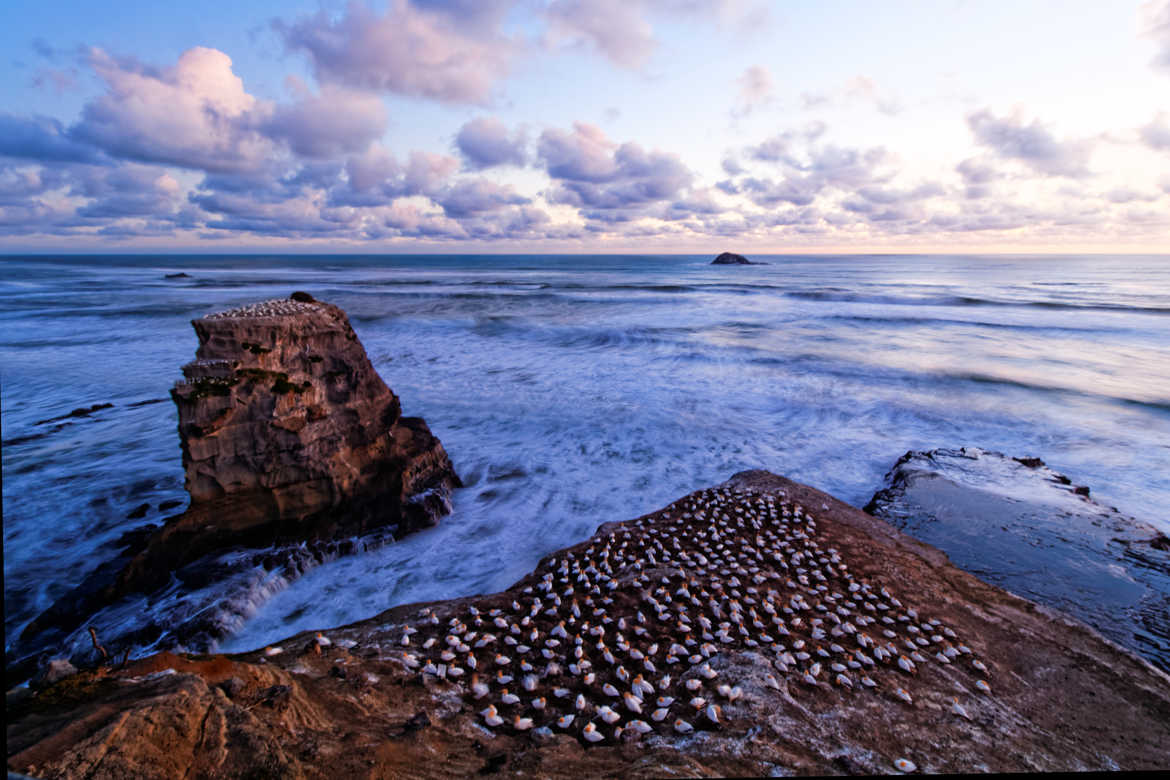 Coucher de soleil sur les Gannets