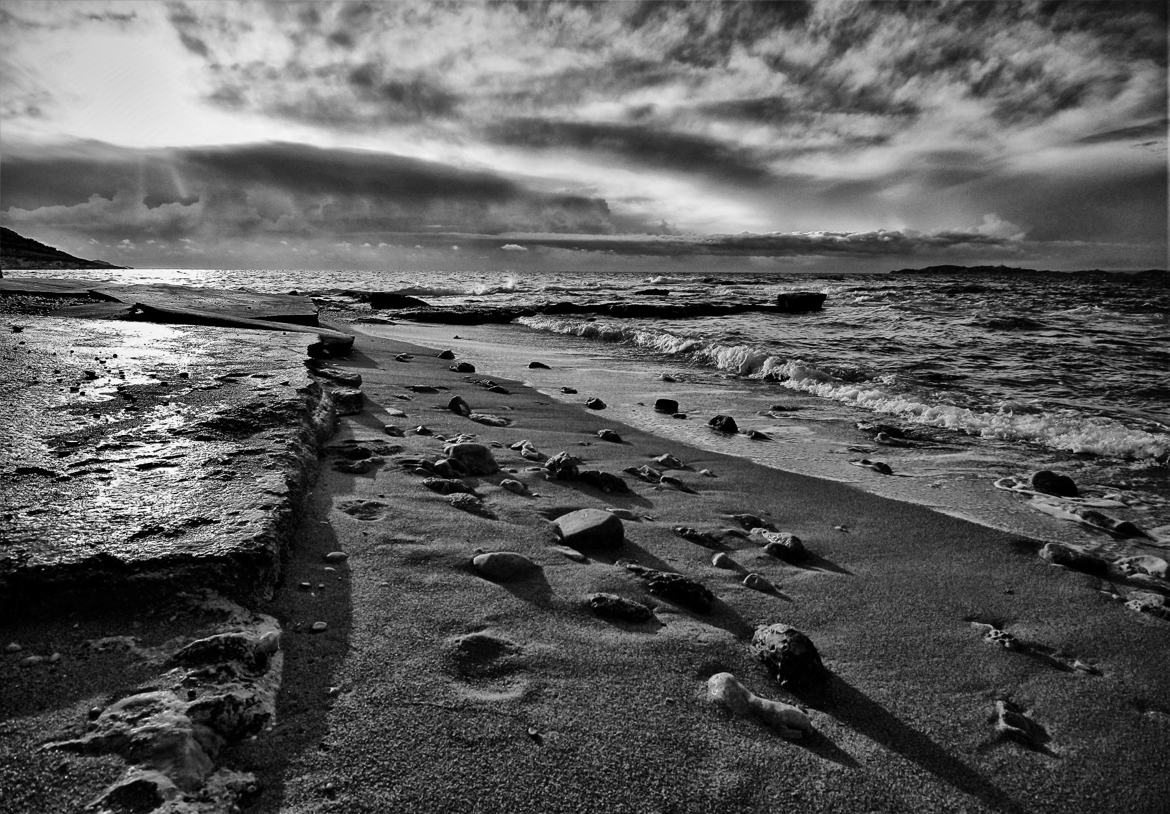 la plage de la Batterie au couchant