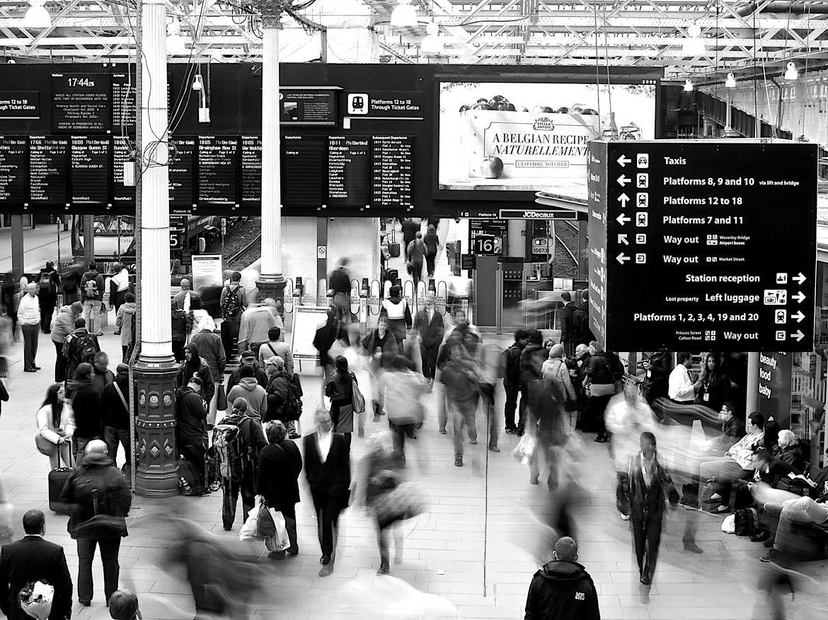 Scotland, Edinburgh, train station, Black & White