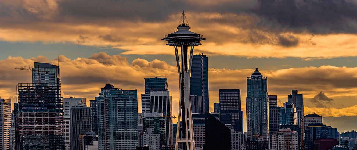 Sunset over Seattle skyline