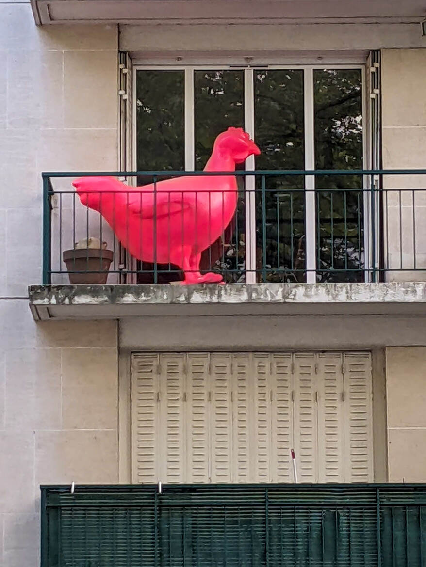 Une poule sur un mur...