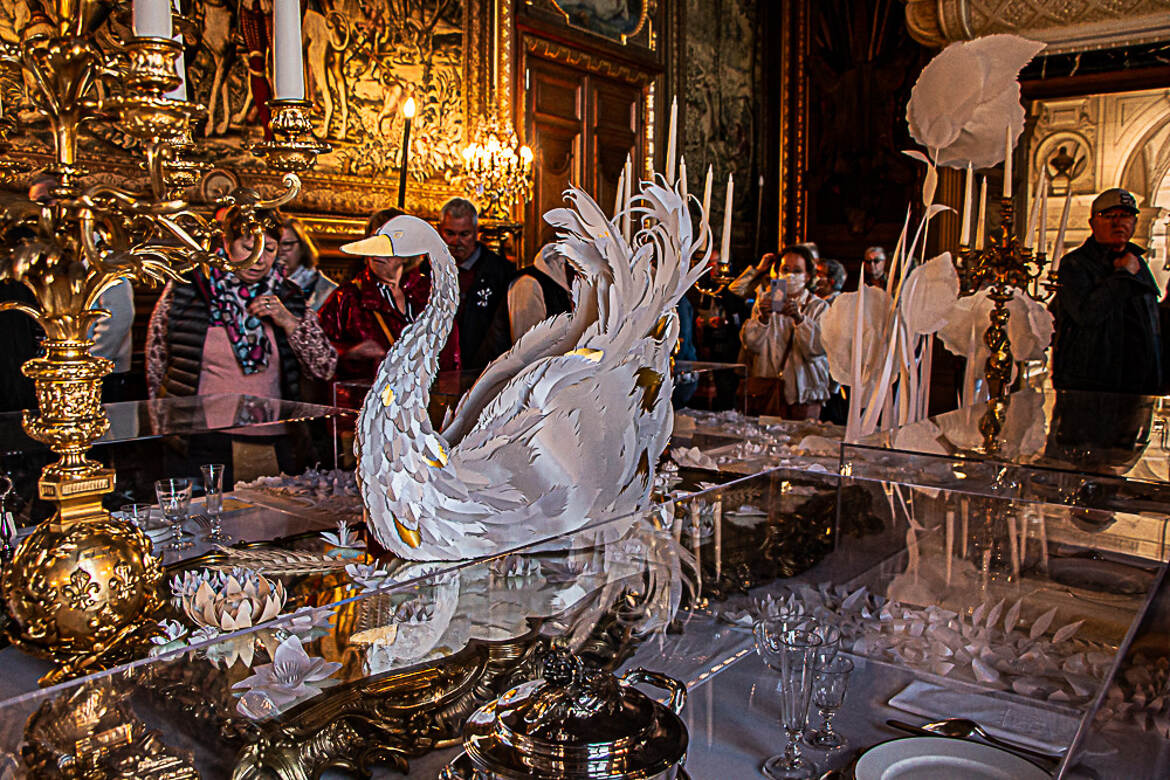 décor printemps table château de Chantilly