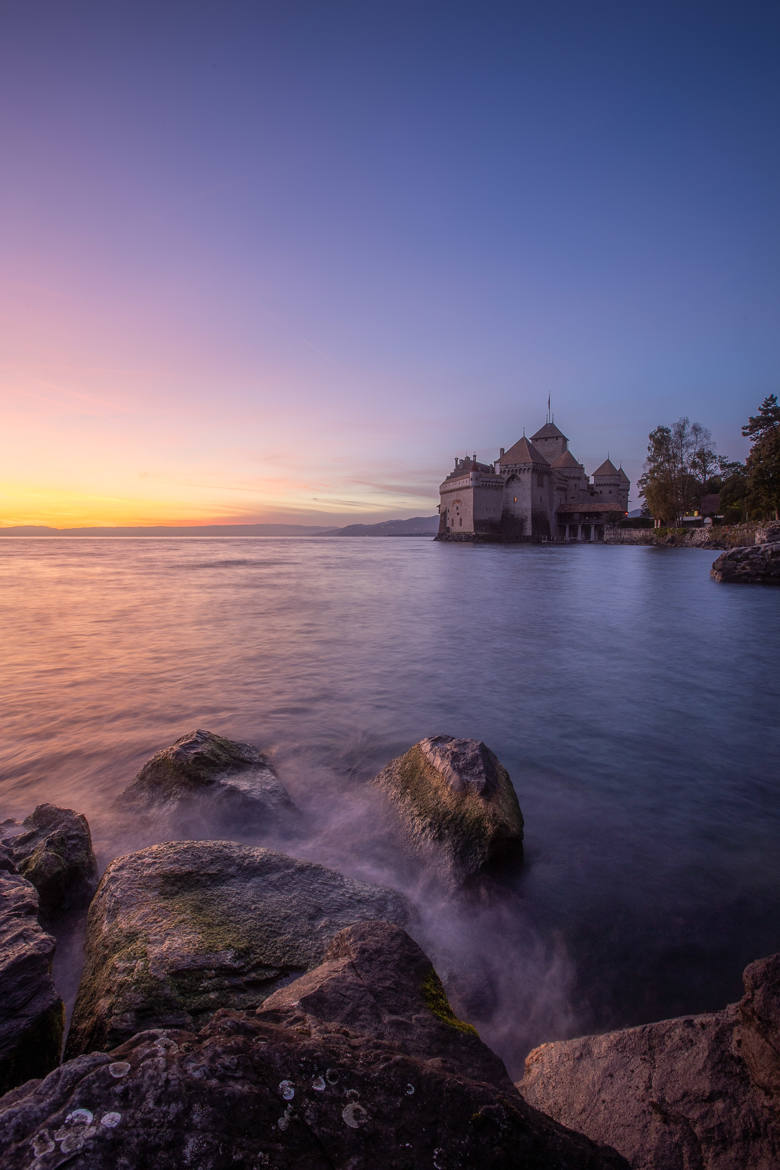 Le Châteu de Chillon au coucher de soleil