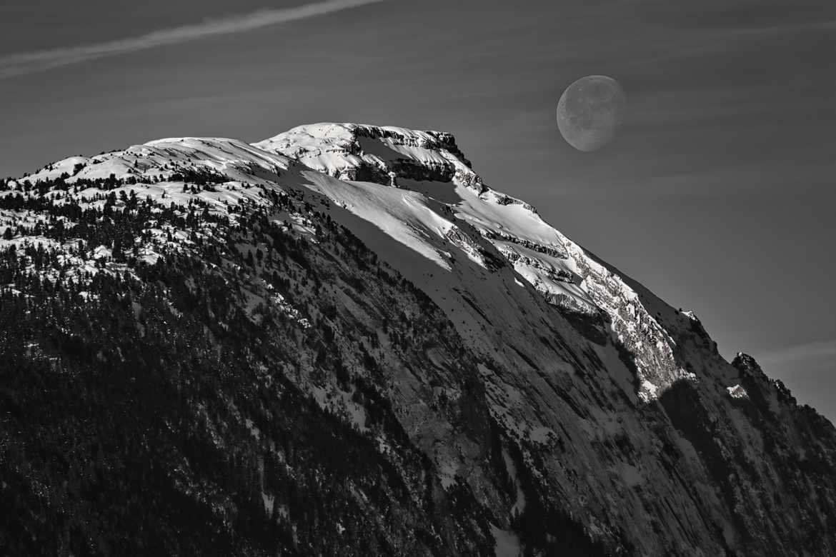 Coucher de lune sur le Bargy !