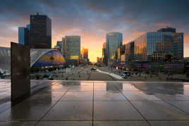 Business district is on fire