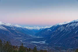 Coucher de soleil sur la vallée du Rhône (Suisse)