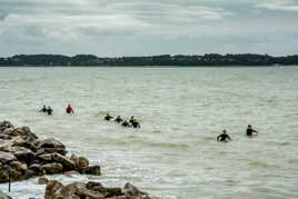 Jogging matinal aquatique.