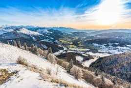 couché de soleil alpin