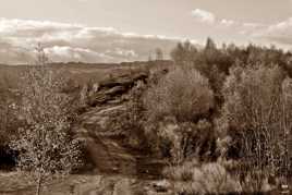 Paysage de feu en sépia