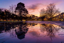 coucher de soleil sur le miroir