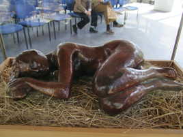 couchée sur la paille dans l'indifférence de tousv