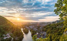 soleil couchant sur le Doubs