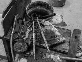 Outils de l'artisan maître-verrier.