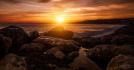 golden sunset Nice promenade des anglais