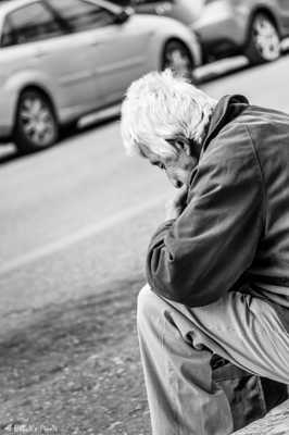 Waiting on the sidewalk