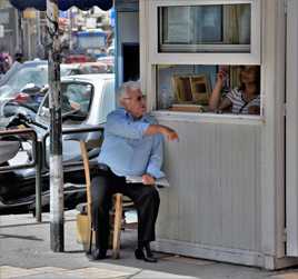 Guichet pour le bus en Crète.