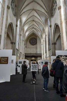 visiteurs expo mosaïque lycée Fulbert Chartres